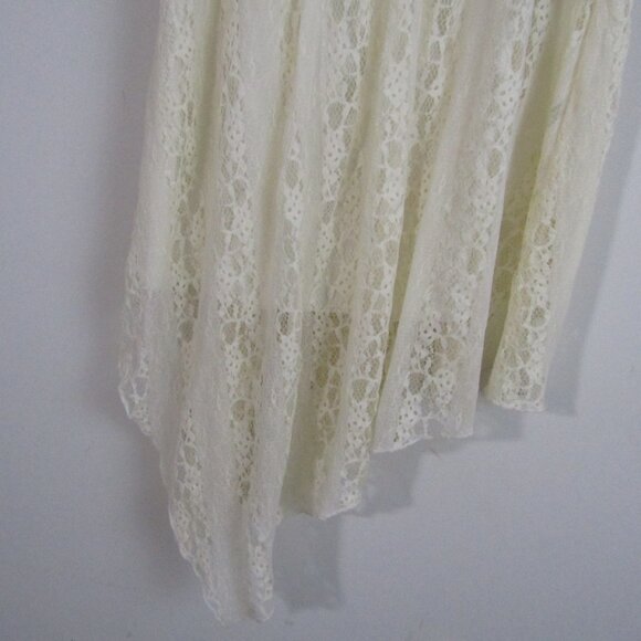 City Triangle Asymmetrical Floral Lace Dress Cream Medium Boho Feminine Romantic - Picture 3 of 11